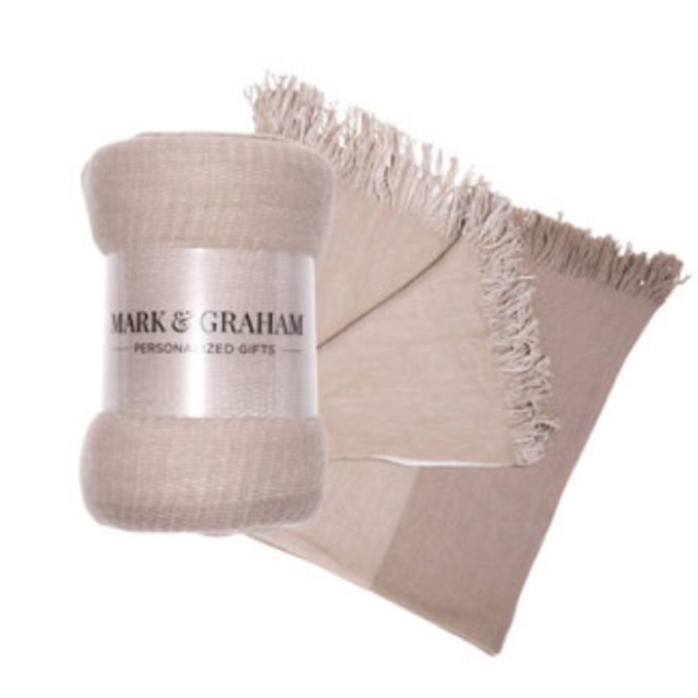 NWT Mark & Graham Beige and White Throw
